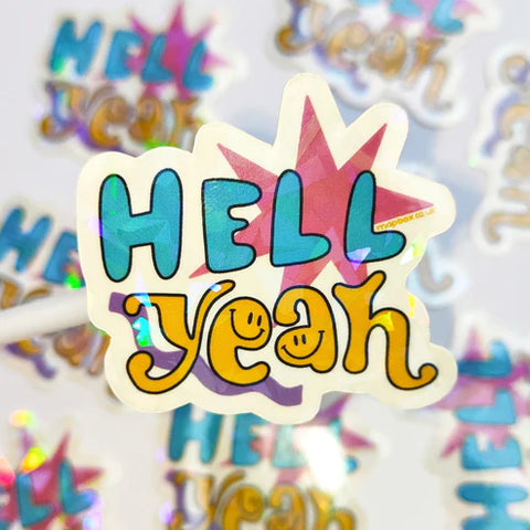 Hell Yeah! Holo-crackle Vinyl Sticker