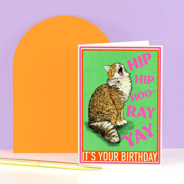 Hip Hip Hooray Cat Birthday Card