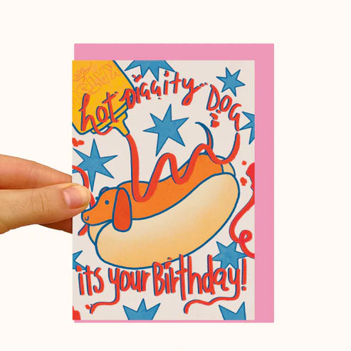 Hotdog Pearlescent Birthday Card