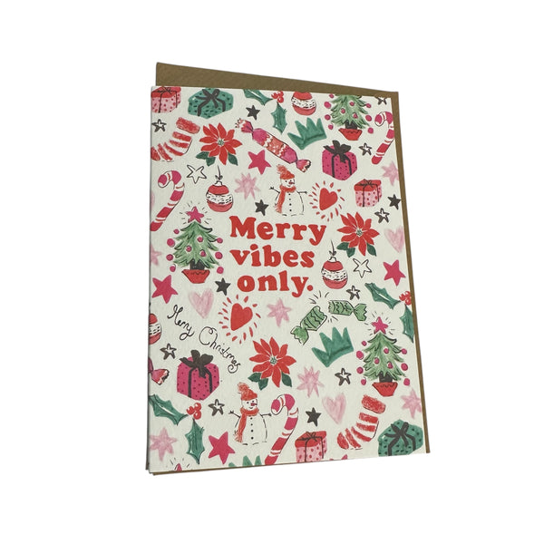 Merry Vibes Only Xmas Card