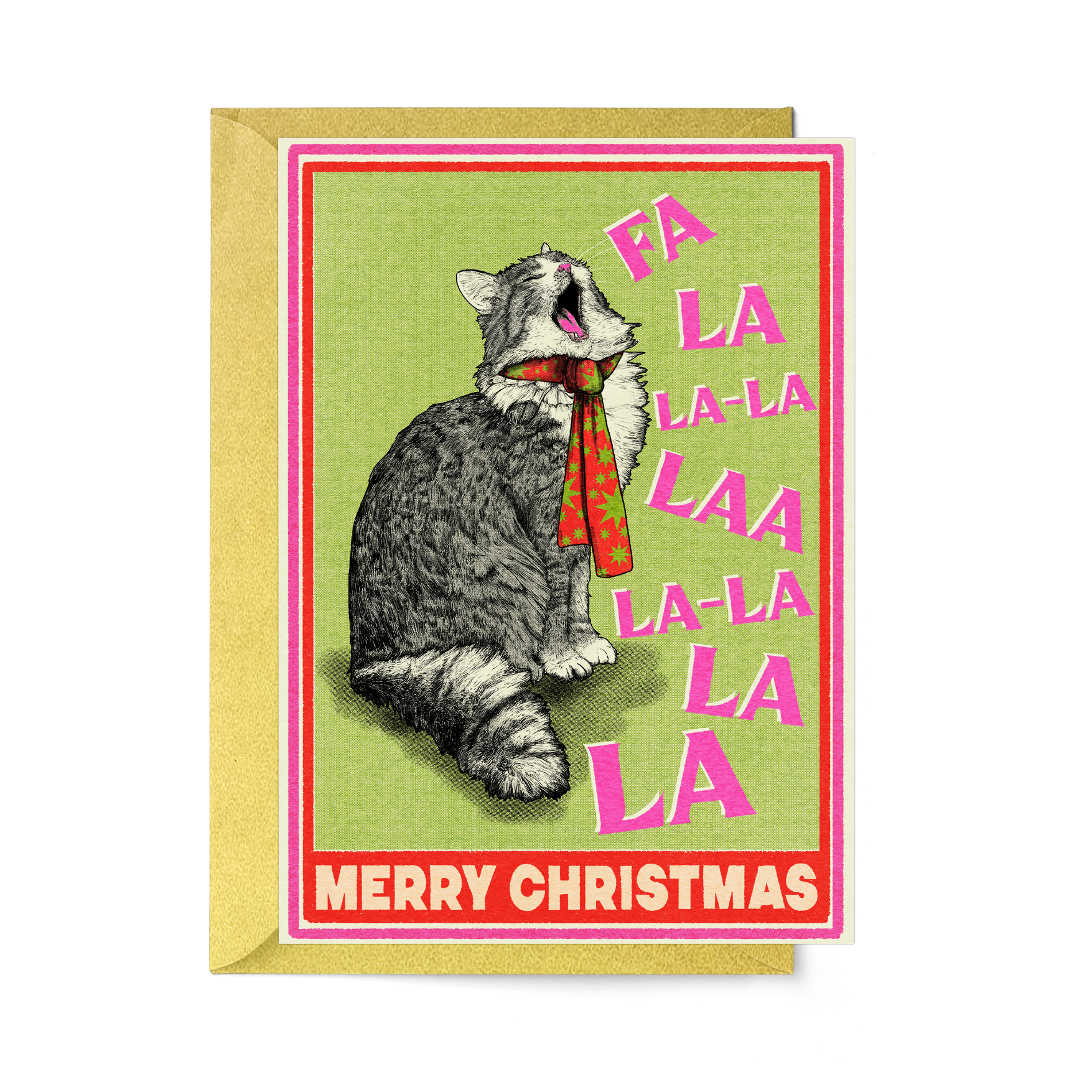 Fa La La Cat Xmas Card