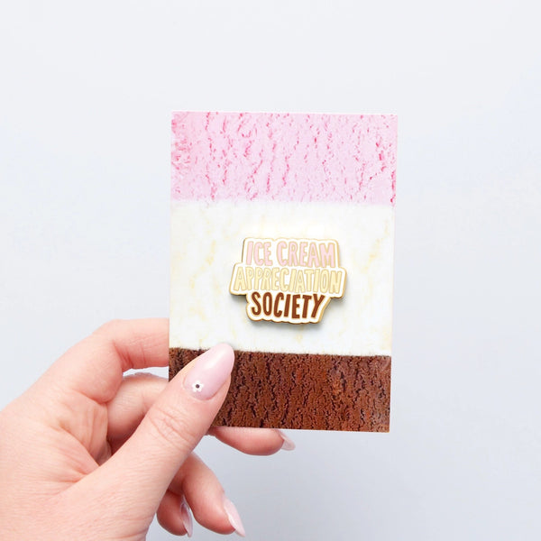 Alphabet Bags Ice Cream Appreciation Society Neapolitan Enamel Pin