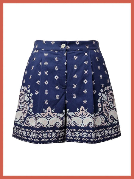 Idaho Navy Printed Paisley Shorts