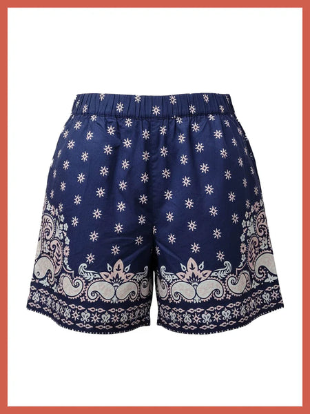 Idaho Navy Printed Paisley Shorts