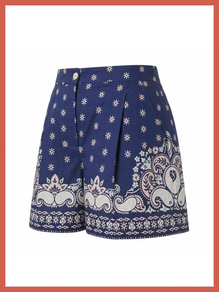 Idaho Navy Printed Paisley Shorts