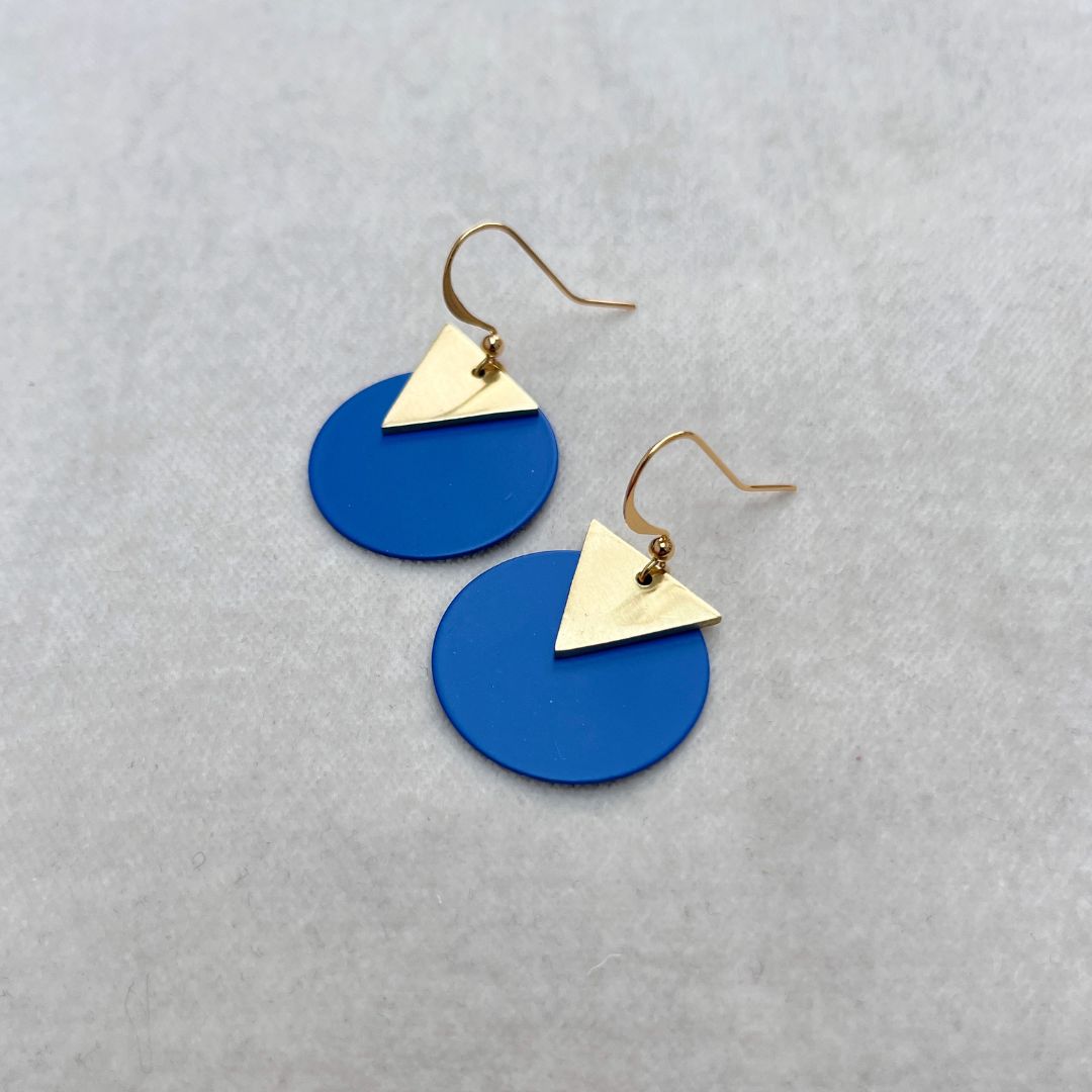 Jack &amp; Freda electric blue Disc earrings