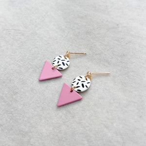 Jack & Freda Mini Memphis triangle  earrings in dusky rose 