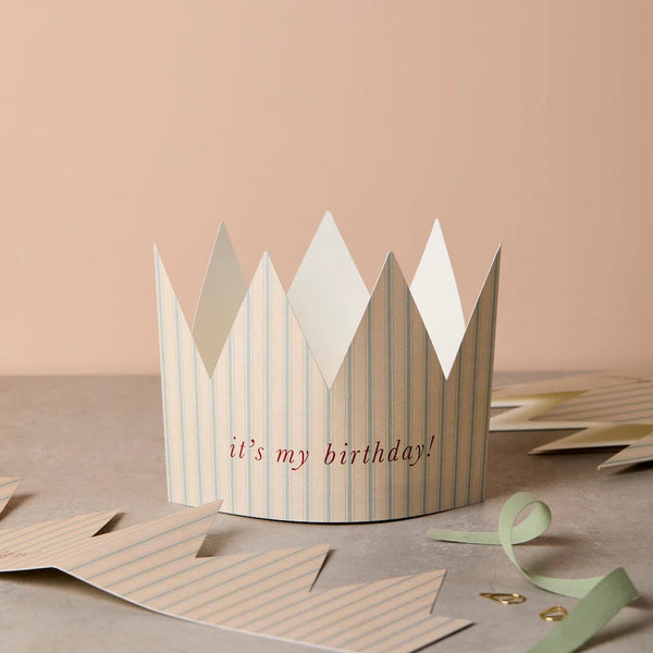 Striped Paper Crown Birthday Card - "It's My Birthday!"