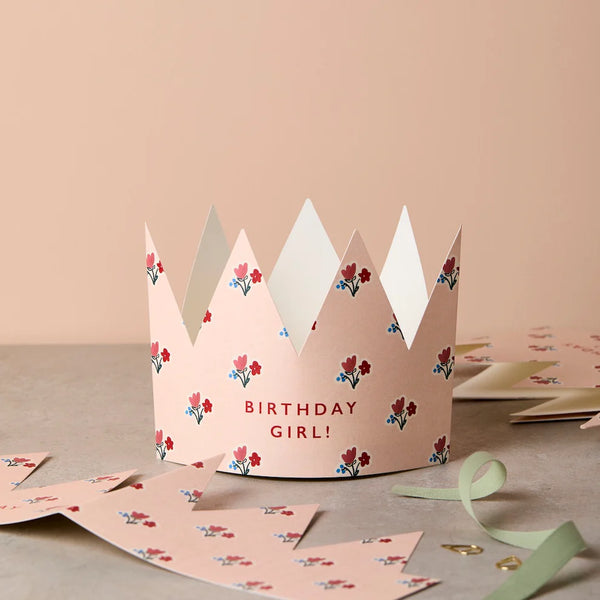Floral Paper Crown Birthday Card - "Birthday Girl!"