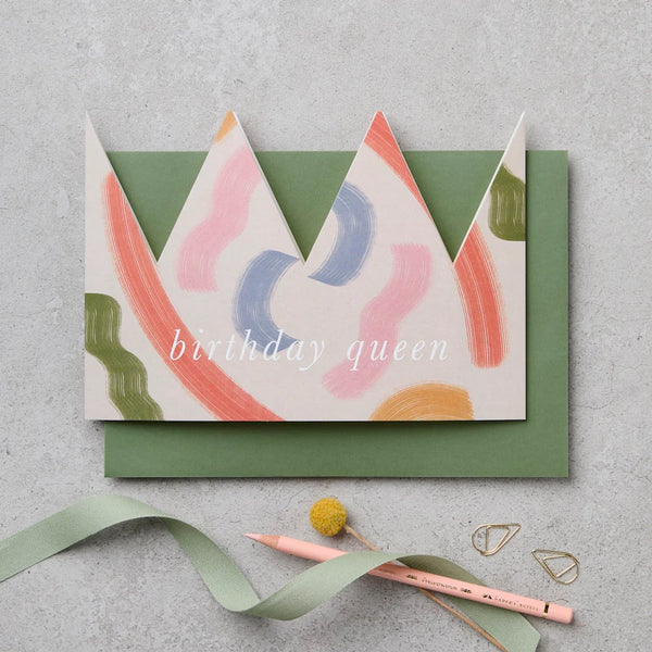 Brushstroke Paper Crown Birthday Card