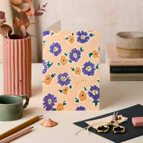 For You Pastel Peach & Violet Card