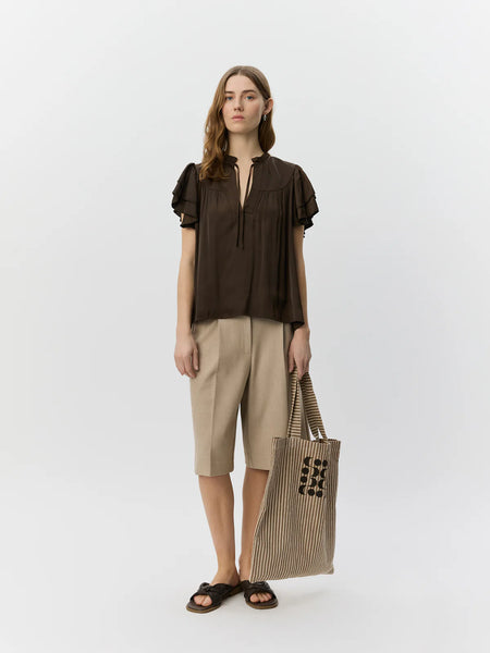 Lalila Frill Top in Intense Brown