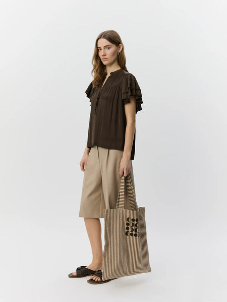 Lalila Frill Top in Intense Brown