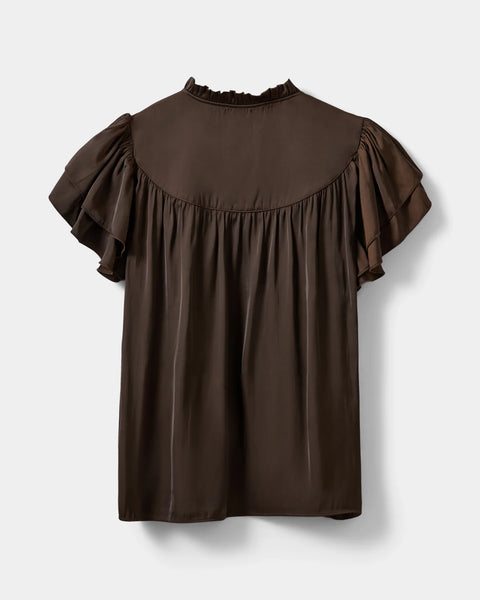 Lalila Frill Top in Intense Brown