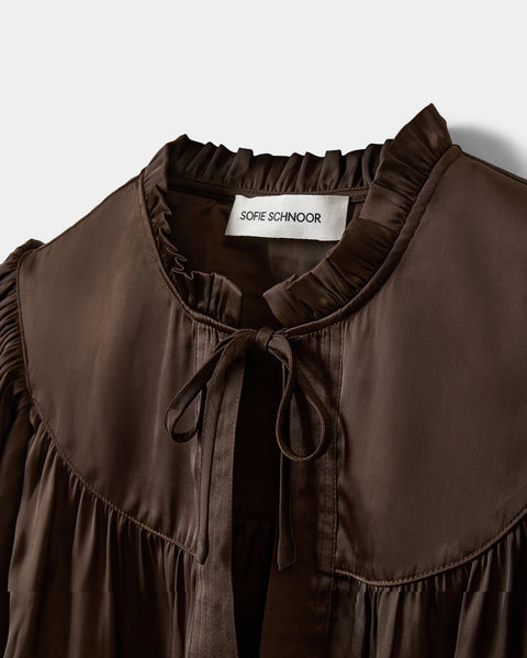 Lalila Frill Top in Intense Brown