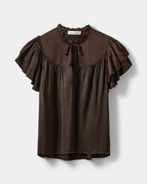 Lalila Frill Top in Intense Brown