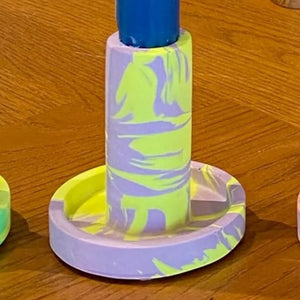 Lilac & Yellow Neon Candle Holder