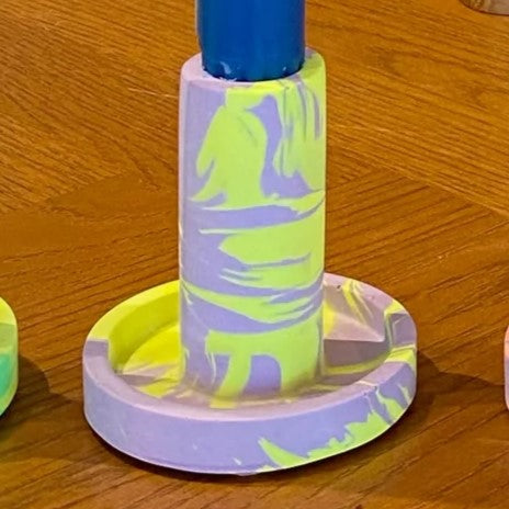 Lilac & Yellow Neon Candle Holder