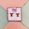 Red Glitter Lobster Stud Earrings