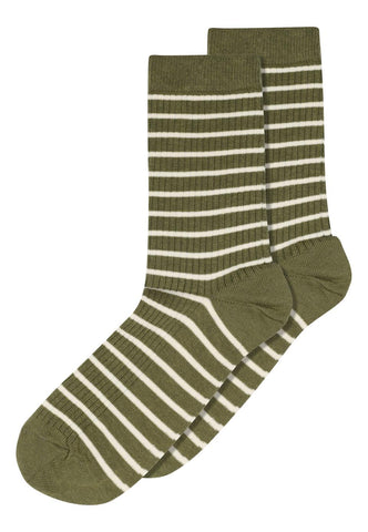 MP Denmark Lydia Olivine Striped Socks