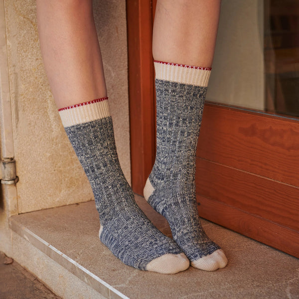 Ulrika Dark Denim Melange Long Socks