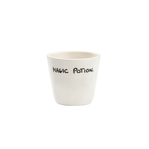 White Espresso mug with 'Magic Potion' text on a white background