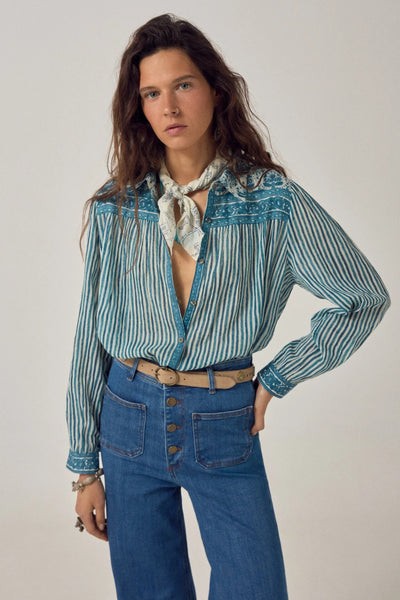 Maria Mediterranean Stripes Blue Ink Shirt