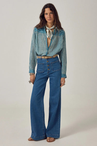 Maria Mediterranean Stripes Blue Ink Shirt