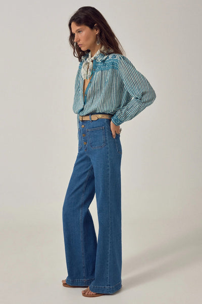 Maria Mediterranean Stripes Blue Ink Shirt