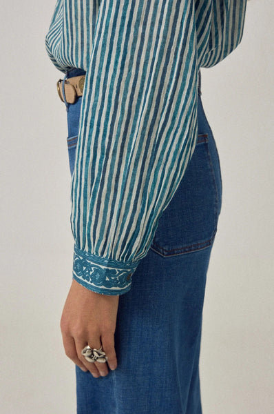 Maria Mediterranean Stripes Blue Ink Shirt
