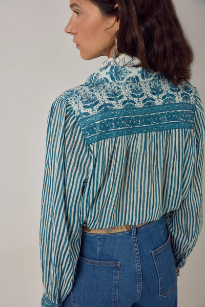 Maria Mediterranean Stripes Blue Ink Shirt