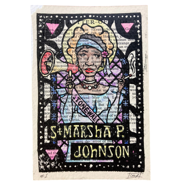 Charlee M Piper Marsha P Johnson Lino print