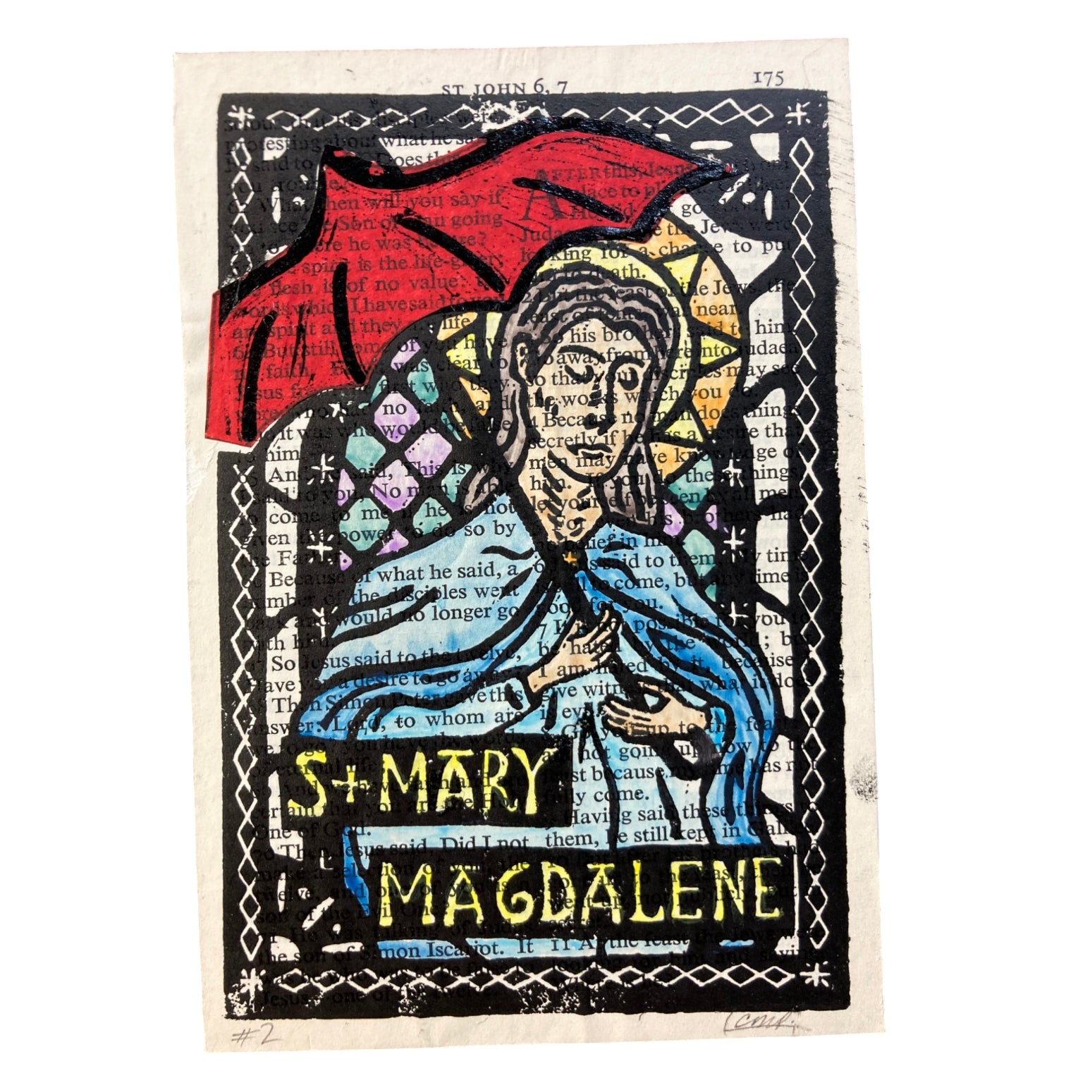 Charlee M Piper Mary Magdalene lino print