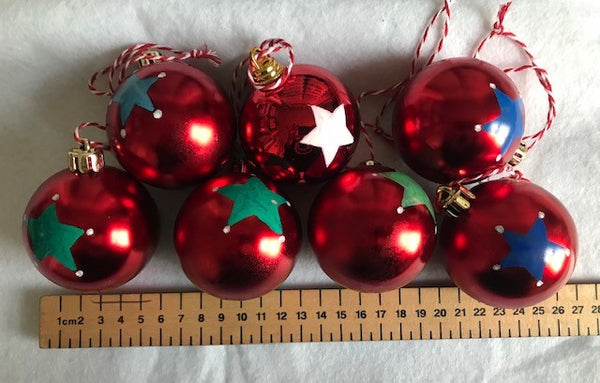 Hand Painted Baubles - Medium Red