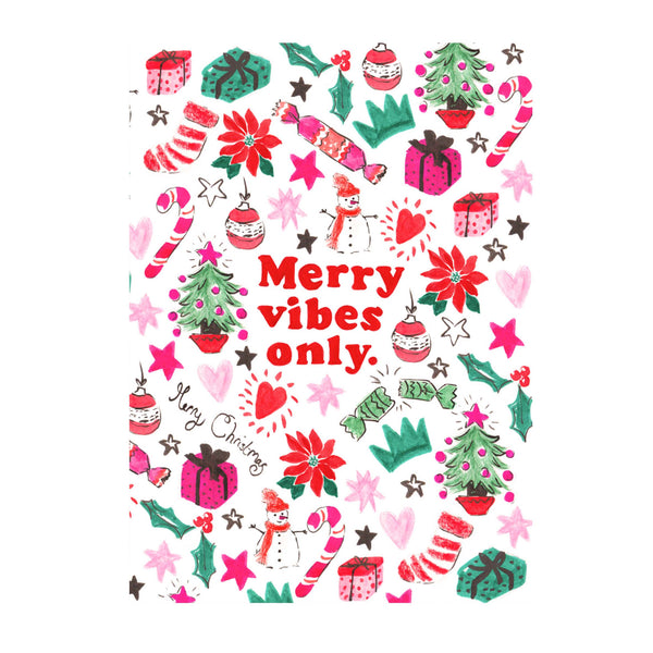 Merry Vibes Only Xmas Card