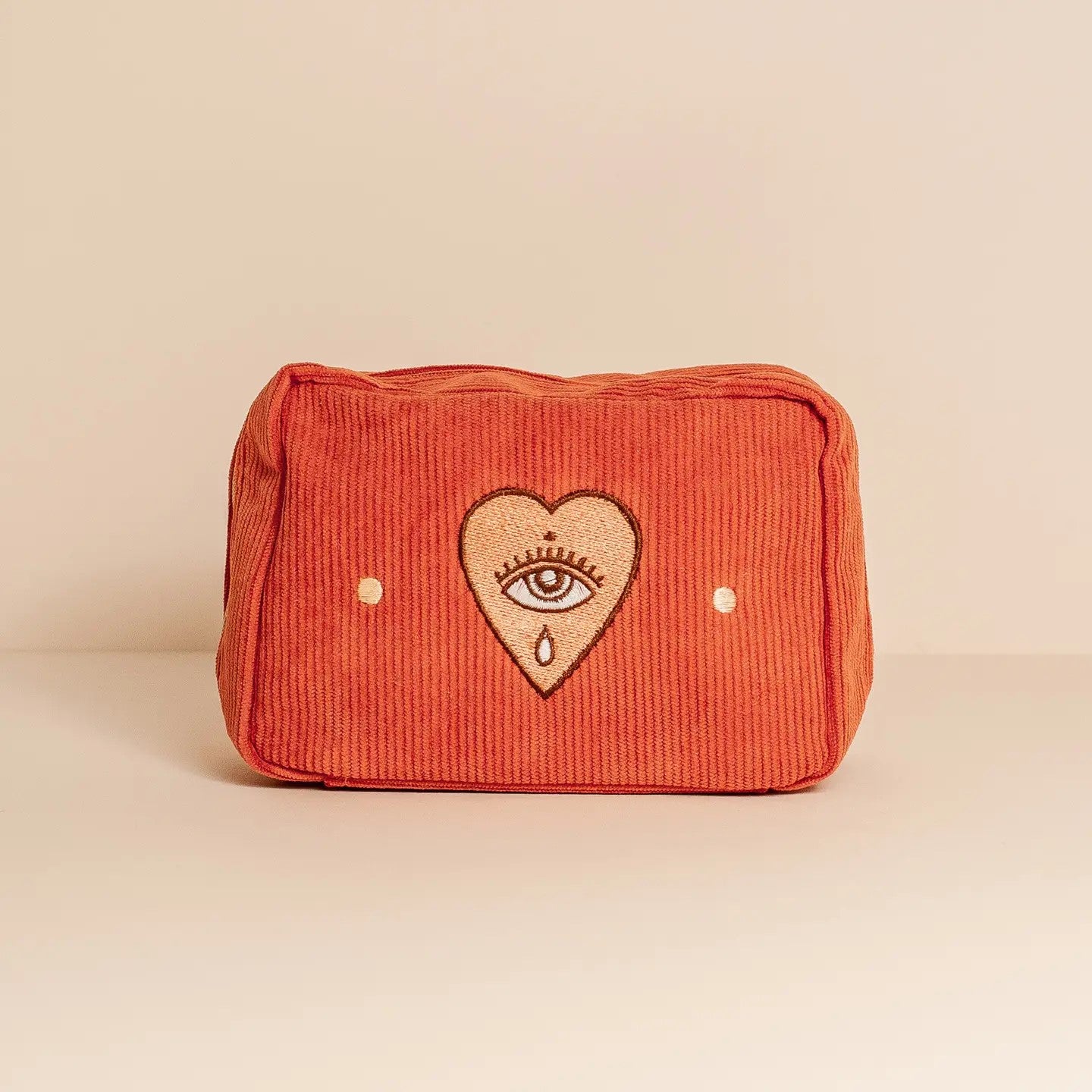 Milagros Heart Corduroy Makeup Bag