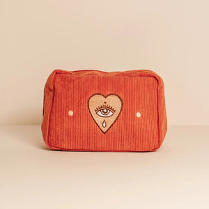 Milagros Heart Corduroy Makeup Bag