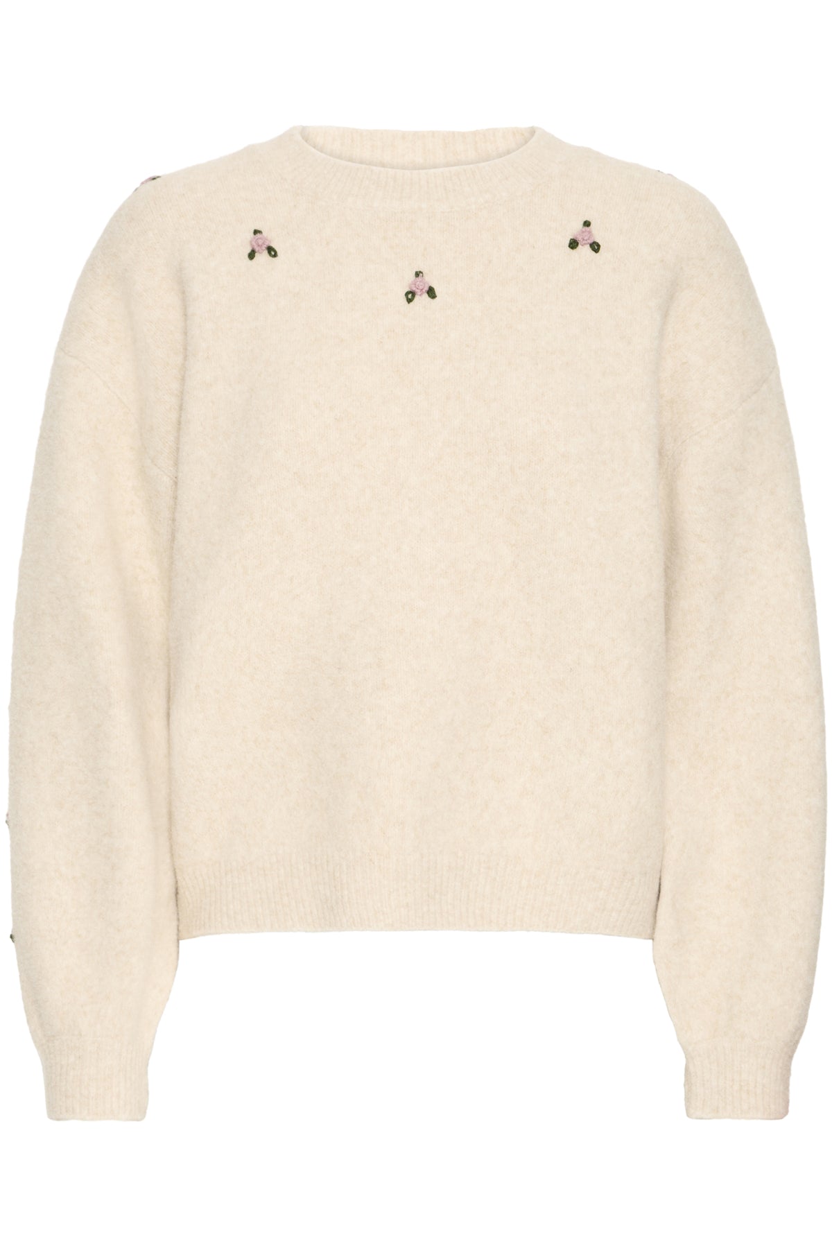 Cream sweater with embroidered details by Atelier Reve 