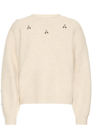 Cream sweater with embroidered details by Atelier Reve 