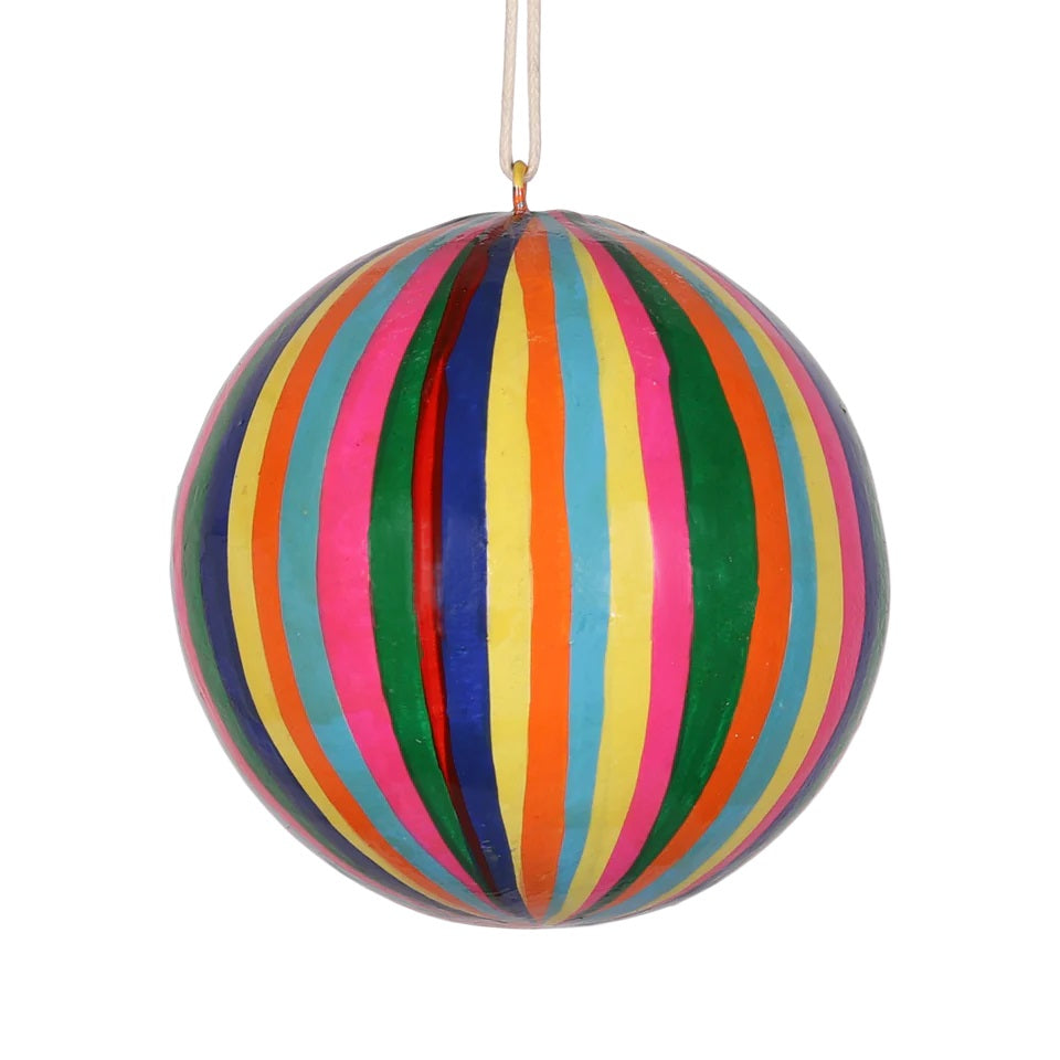 Narrow Stripe Papier-Mâché 7cm Bauble