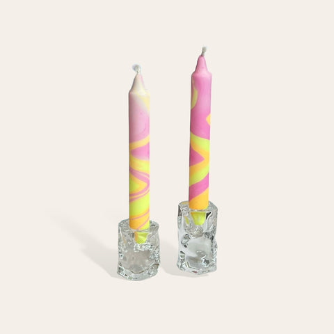Pink & Yellow Candle Pair