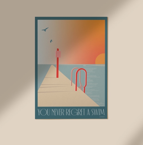 Never Regret A Swim A3 Print