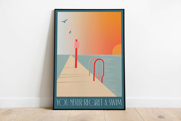 Never Regret A Swim A3 Print