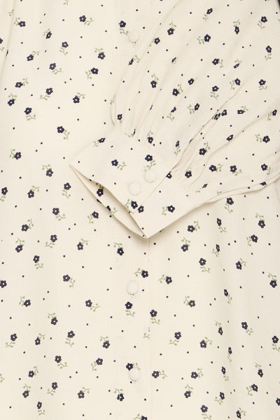 Sleeve detail of cream floral shirt 