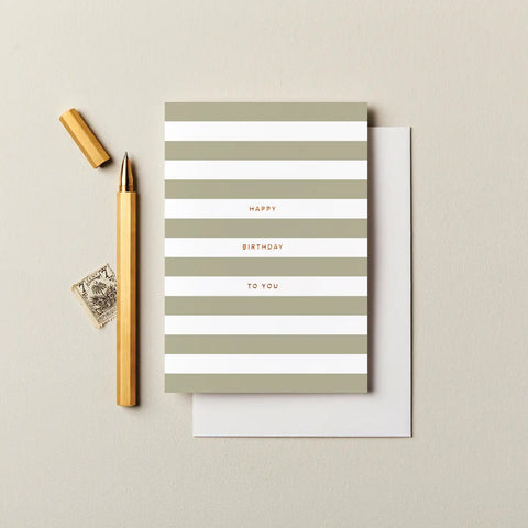 Olive Stripes Birthday Card