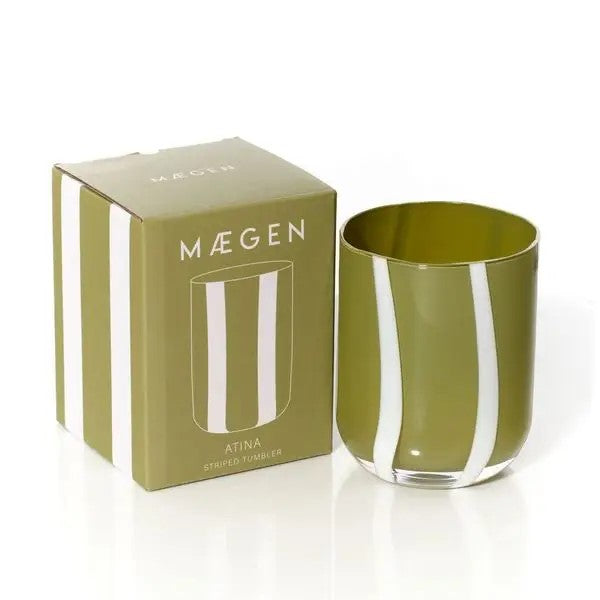 Atina Olive & White Glassware