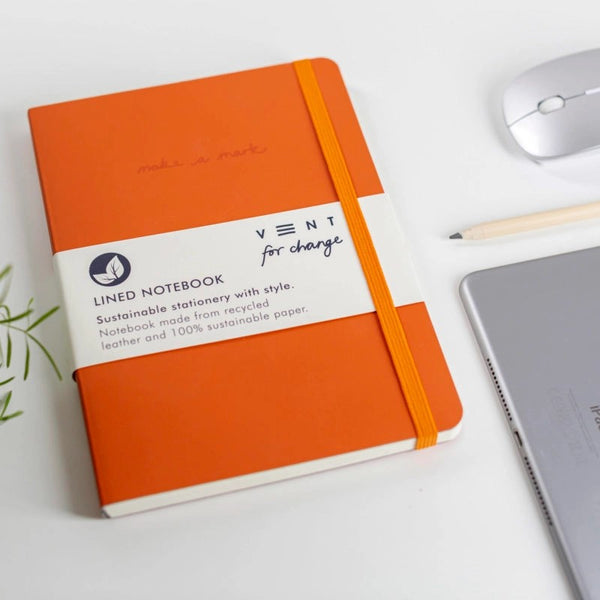 Orange A5 Recycled Leather Notebook