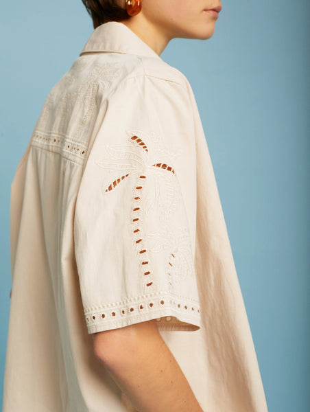 Palm Tree Embroidered Blouse