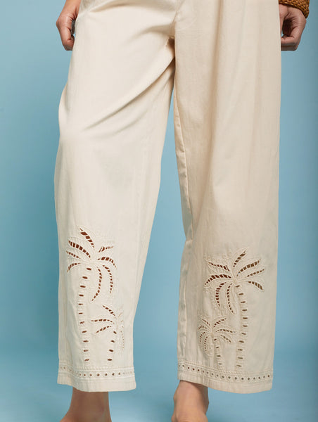Palm Tree Embroidered Trousers