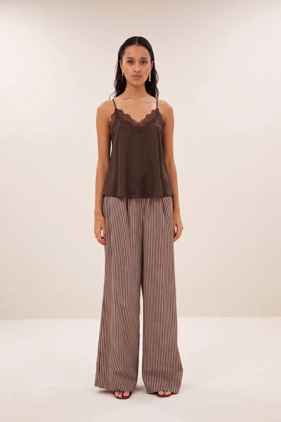Pia Espresso Satin Top